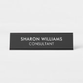 Modern Stylish Professional Black Minimalist  デスクネームプレート (正面)