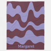 Modern stylish purple &brown custom name フリースブランケット (正面)