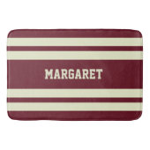 Modern stylish red white monogram name  バスマット (正面)