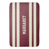 Modern stylish red white monogram name  バスマット (正面縦)