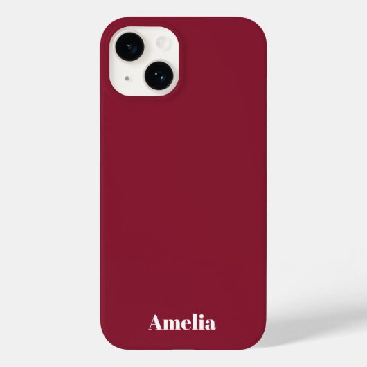 modern stylish red white script Personalized Name  Case-Mate iPhoneケース (裏面)