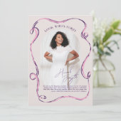 Modern Stylish Ribbon Frame Photo Birthday 招待状 (スタンド正面)