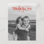 Modern Stylish Script Happy Children Photo シーズンポストカード (正面)