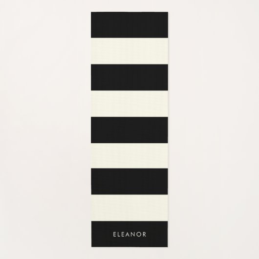 Modern Stylish Simple Ivory and Black Custom Name ヨガマット (正面)
