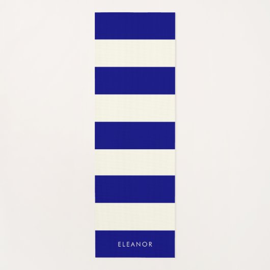 Modern Stylish Simple Ivory and Navy Custom Name ヨガマット (正面)