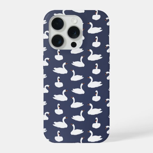 Modern Stylish Trendy Blue Swan Pattern Phone Case iPhoneケース (裏面)