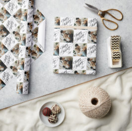 Modern Stylish Typography Custom Christmas Photo ラッピングペーパー