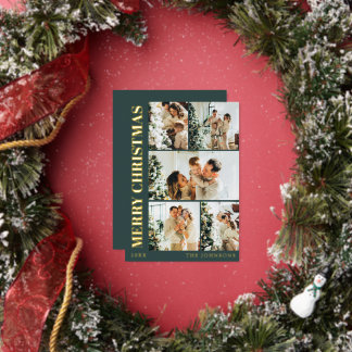 Modern Stylish Typography Minimal Green Christmas 箔シーズンカード