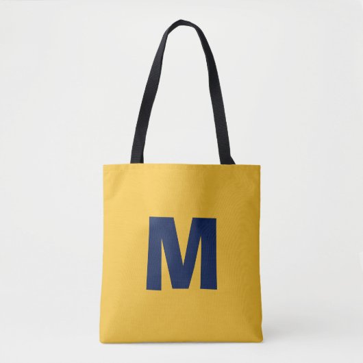 Modern stylish yellow& blue monogram initial  トートバッグ (正面)