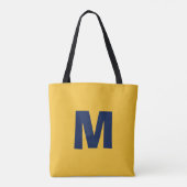 Modern stylish yellow& blue monogram initial  トートバッグ (裏面)