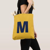 Modern stylish yellow& blue monogram initial  トートバッグ (クローズアップ)