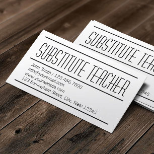 Modern Substitute Teacher Minimalist 名刺
