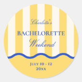 Modern Summer Bachelorette Weekend Favor ラウンドシール (正面)