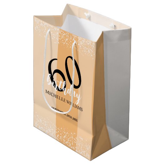 Modern Summer Birthday Party In Pink ミディアムペーパーバッグ (正面アングル)