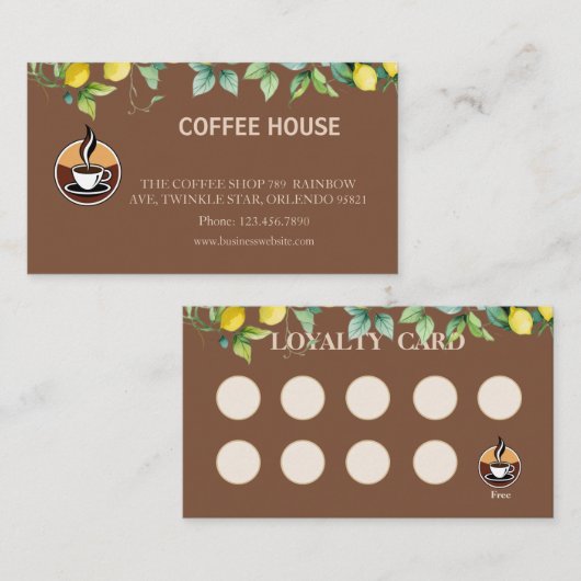 Modern summer coffee Shop Loyalty Card 名刺 (正面/裏面)