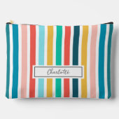 Modern Summer Colorful Vertical  Stripes  Custom  アクセサリーポーチ (正面)