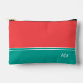 Modern Summer Coral Aquamarine Monogram アクセサリーポーチ (正面)