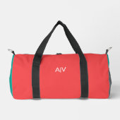 Modern Summer Coral Aquamarine Monogram ダッフルバッグ (正面)