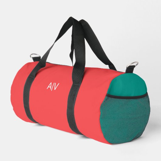 Modern Summer Coral Aquamarine Monogram ダッフルバッグ (右コーナー)