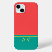 Modern Summer Coral Aquamarine Monogram Case-Mate iPhoneケース (裏面)