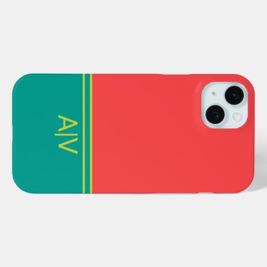 Modern Summer Coral Aquamarine Monogram Case-Mate iPhoneケース (裏面 (横))