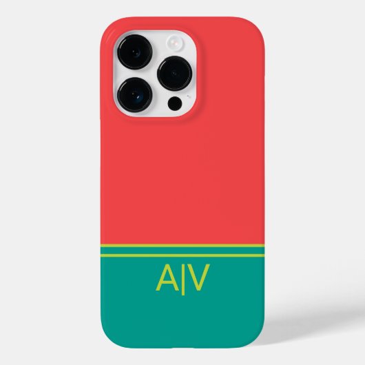 Modern Summer Coral Aquamarine Monogram Case-Mate iPhoneケース (裏面)
