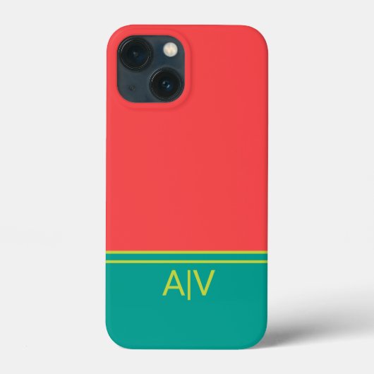 Modern Summer Coral Aquamarine Monogram Case-Mate iPhoneケース (裏面)