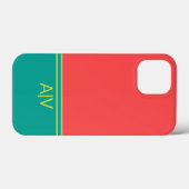 Modern Summer Coral Aquamarine Monogram Case-Mate iPhoneケース (裏面 (横))