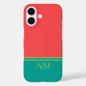 Modern Summer Coral Aquamarine Monogram Case-Mate iPhoneケース (裏面)
