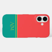 Modern Summer Coral Aquamarine Monogram Case-Mate iPhoneケース (裏面 (横))