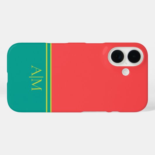 Modern Summer Coral Aquamarine Monogram Case-Mate iPhoneケース (裏面 (横))