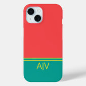 Modern Summer Coral Aquamarine Monogram Case-Mate iPhoneケース (裏面)