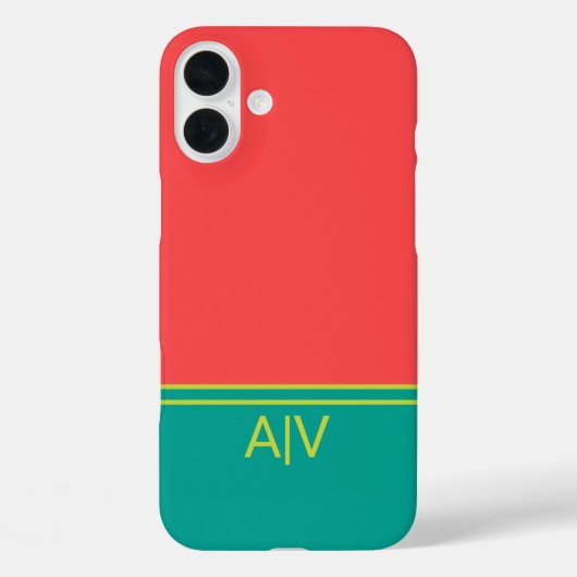 Modern Summer Coral Aquamarine Monogram Case-Mate iPhoneケース (裏面)