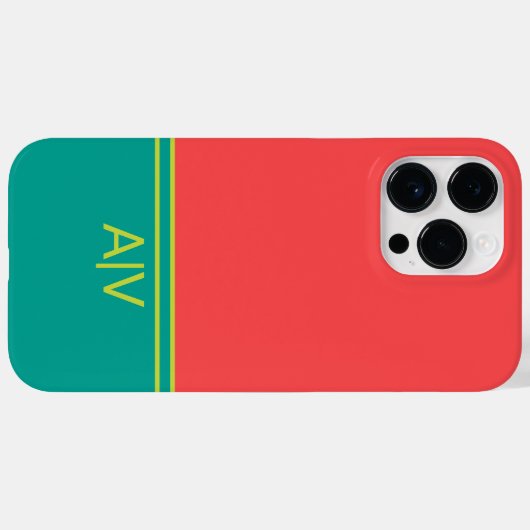 Modern Summer Coral Aquamarine Monogram Case-Mate iPhoneケース (裏面 (横))