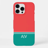 Modern Summer Coral Aquamarine Monogram iPhoneケース (裏面)