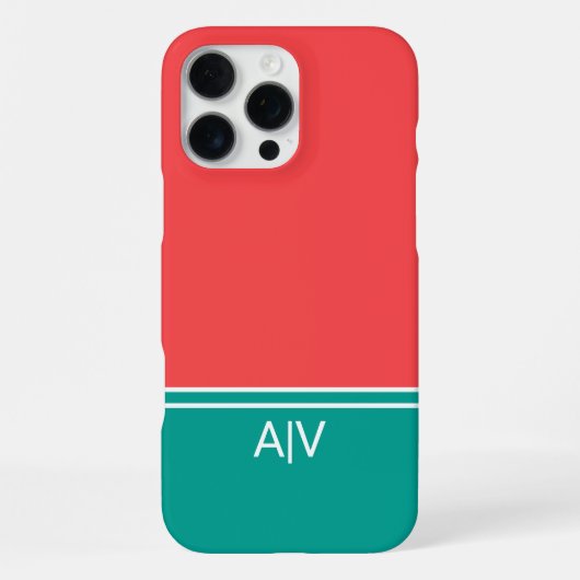 Modern Summer Coral Aquamarine Monogram iPhoneケース (裏面)