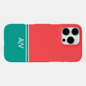 Modern Summer Coral Aquamarine Monogram iPhoneケース (裏面横)