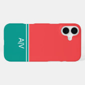 Modern Summer Coral Aquamarine Monogram iPhoneケース (裏面横)