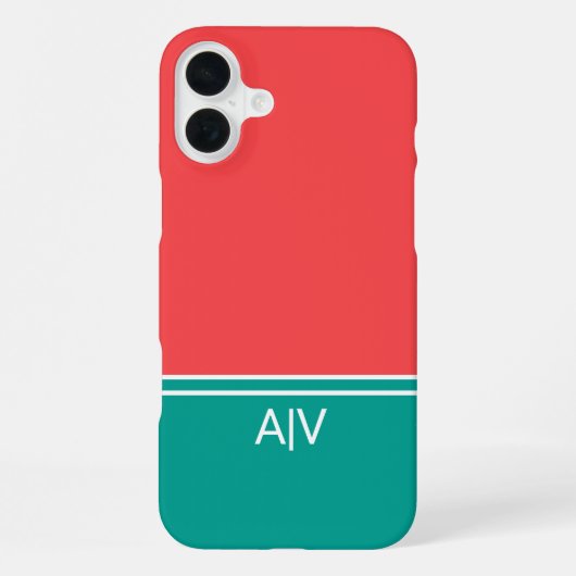 Modern Summer Coral Aquamarine Monogram iPhoneケース (裏面)