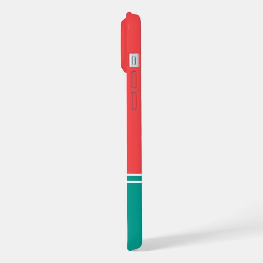 Modern Summer Coral Aquamarine Monogram iPhoneケース (左側面)