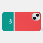 Modern Summer Coral Aquamarine Monogram iPhoneケース (裏面横)