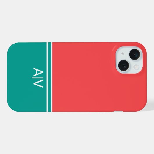 Modern Summer Coral Aquamarine Monogram iPhoneケース (裏面横)