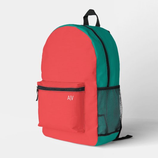 Modern Summer Coral Monogram プリントバックパック (裏面右端)