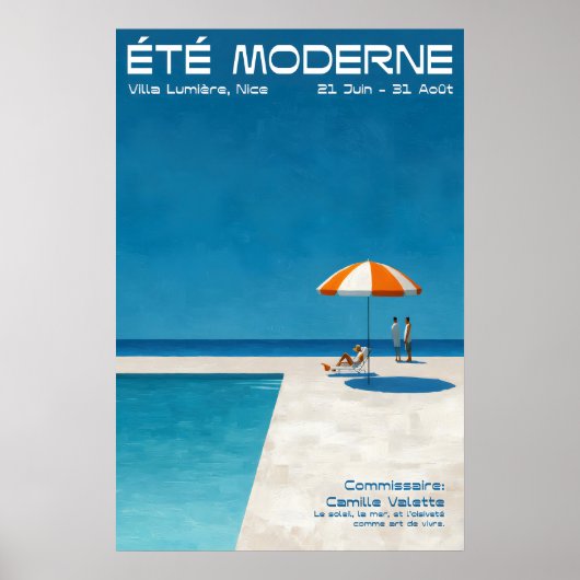 Modern Summer Poolside Wall Art Print Bold French ポスター (正面)