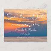 Modern Summer Sunset Beach Wedding Save the Date 案内ポストカード (正面)