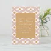 Modern Sun Moon Line Terracotta Gold 30th Birthday 招待状 (スタンド正面)