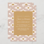 Modern Sun Moon Line Terracotta Gold 40th Birthday 招待状 (正面/裏面)