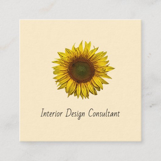 Modern Sunflower Boho Botanical Designer  スクエア名刺 (正面)