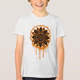Modern Sunflower Floral Art Abstract Nature トライブレンドＴシャツ