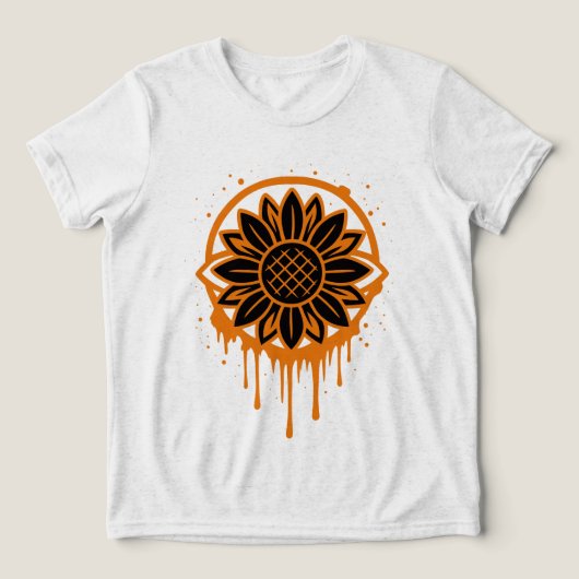 Modern Sunflower Floral Art Abstract Nature トライブレンドTシャツ (デザイン正面)